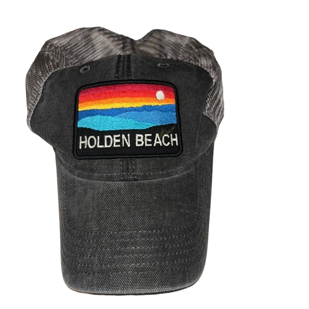 Holden beach North Carolina nc adjustable cap hat SnapBack charcoal gray trucker